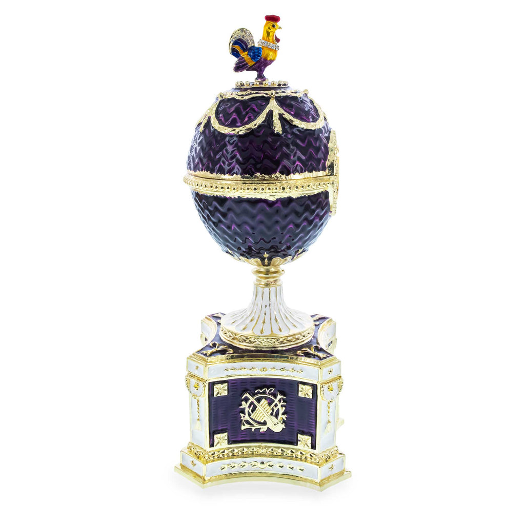 1904 Kelch Chanticleer Royal Imperial Musical Easter Egg in Purple Enamel
