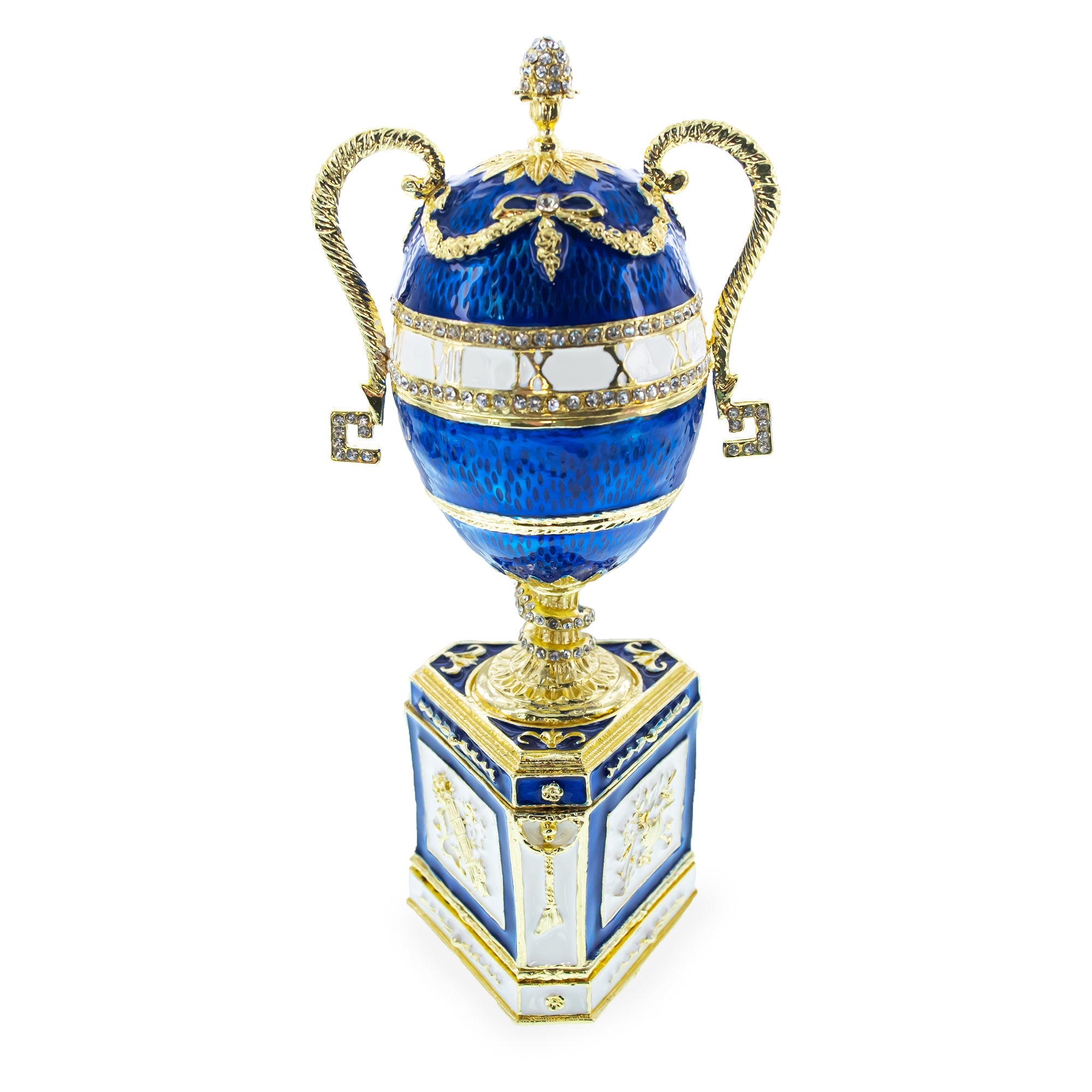 1895 Blue Serpent Clock Royal Imperial Easter Egg 7 Inches