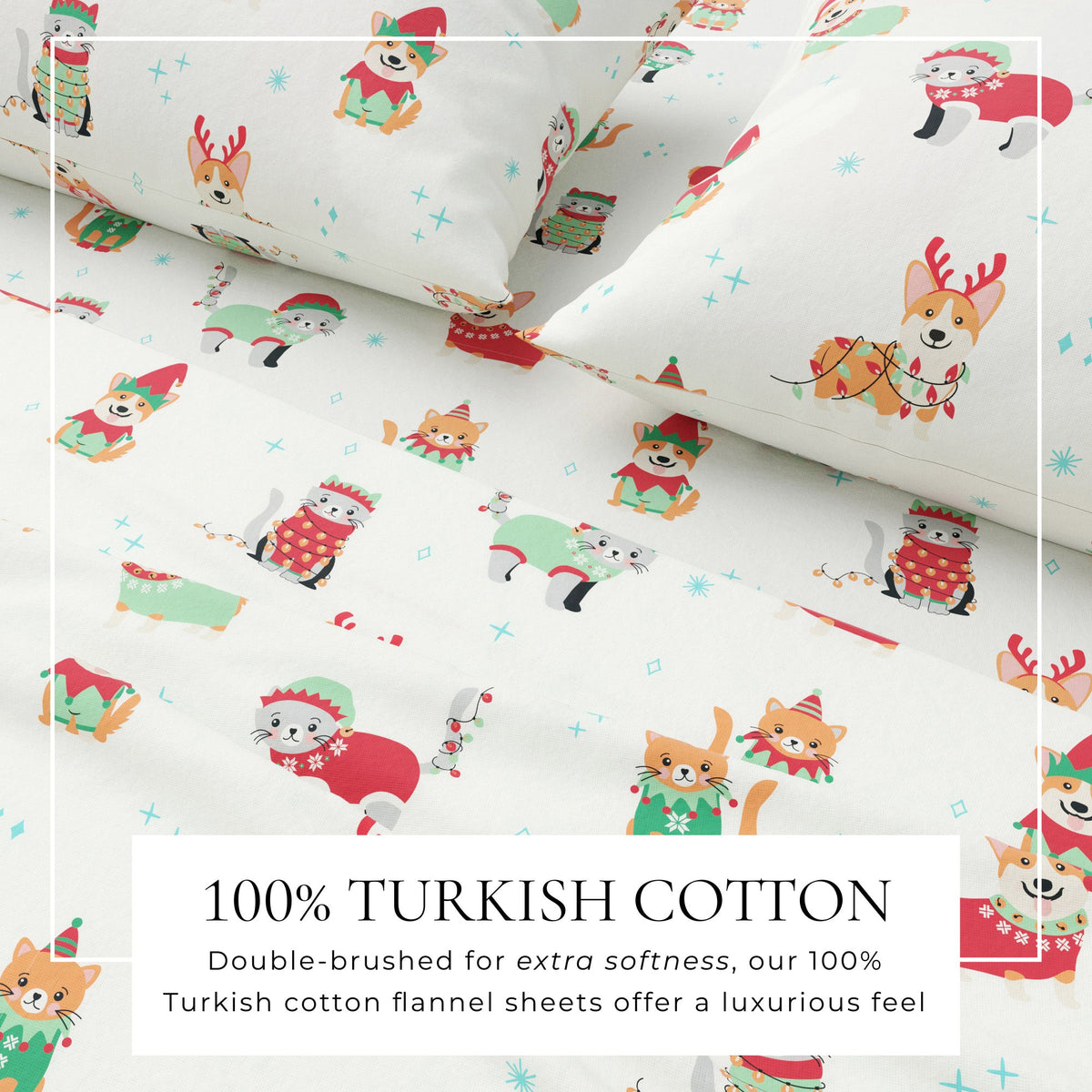 Turkish Cotton Christmas Flannel Sheet - Whittaker Collection