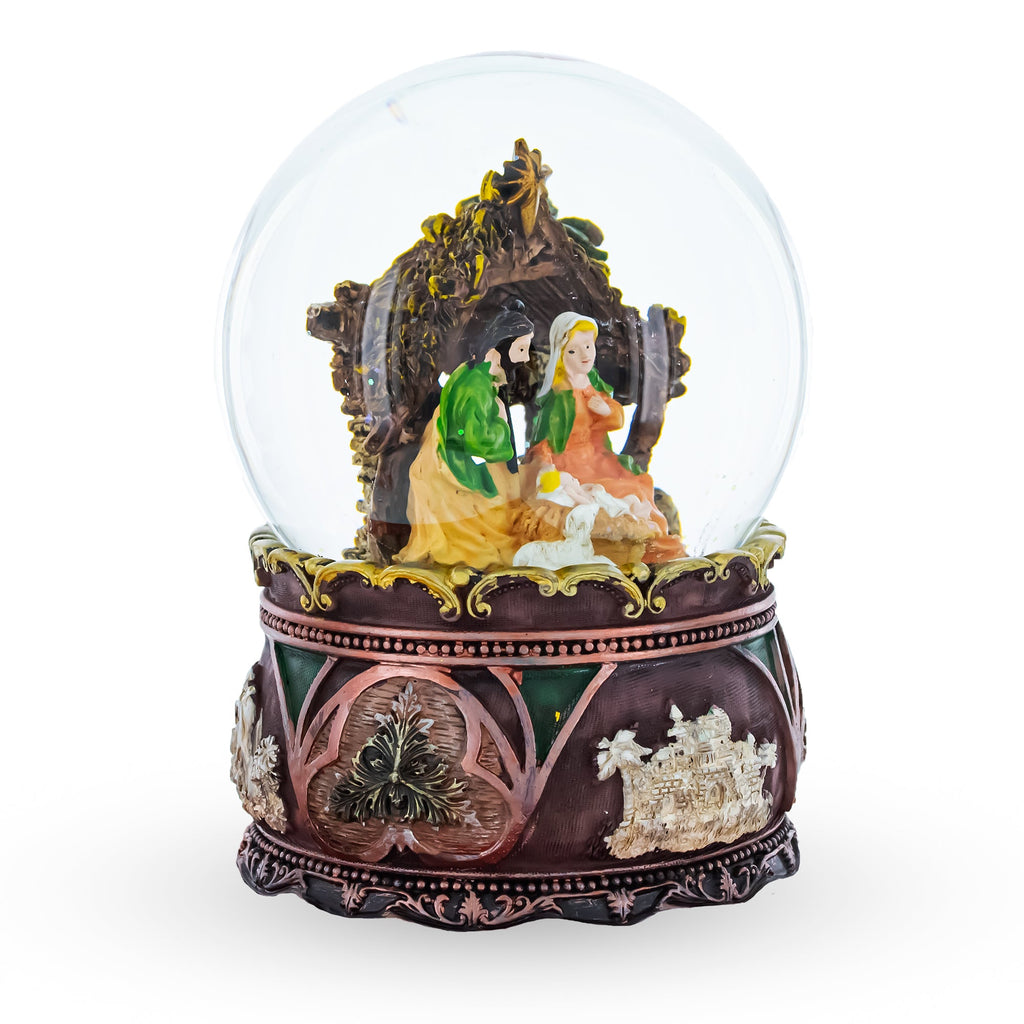 Nativity Serenity Water Snow Globe with "Silent Night" Music Box