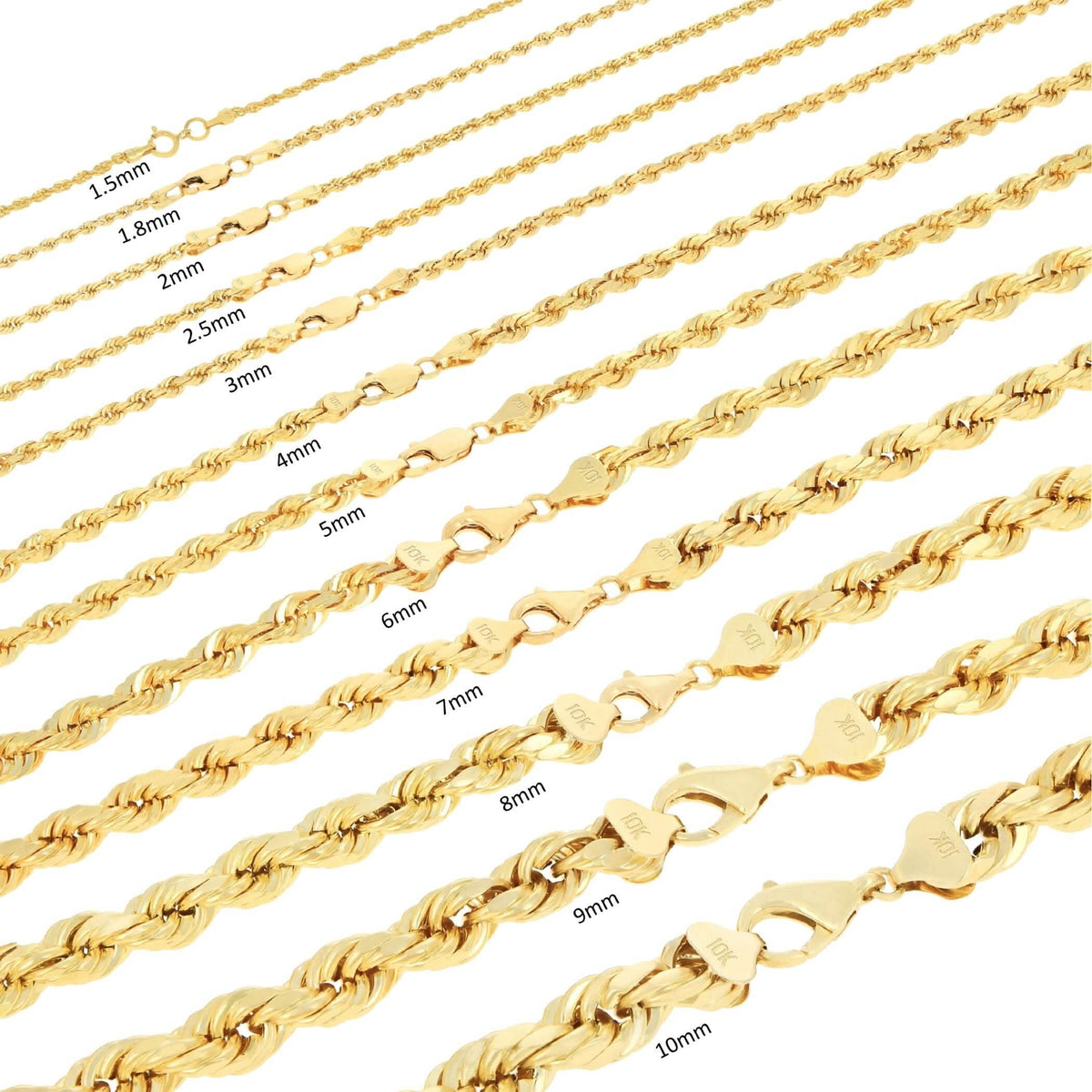 Rope Chain in Yellow Gold - 7mm