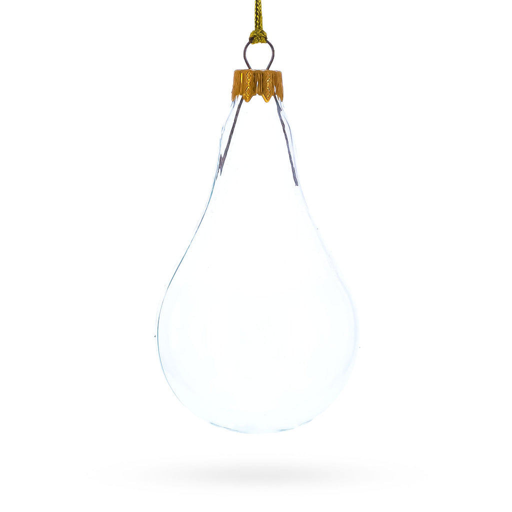 Set of 6 Clear Glass Waterdrop Finial Christmas Ornaments