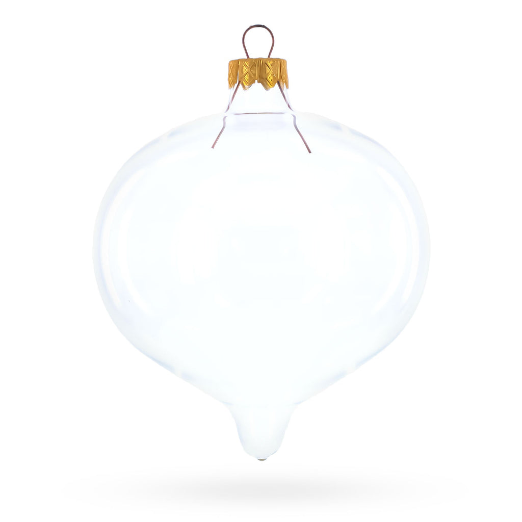 Set of 4 Pointed Onion-Shape Finial Clear Glass Christmas Ornaments