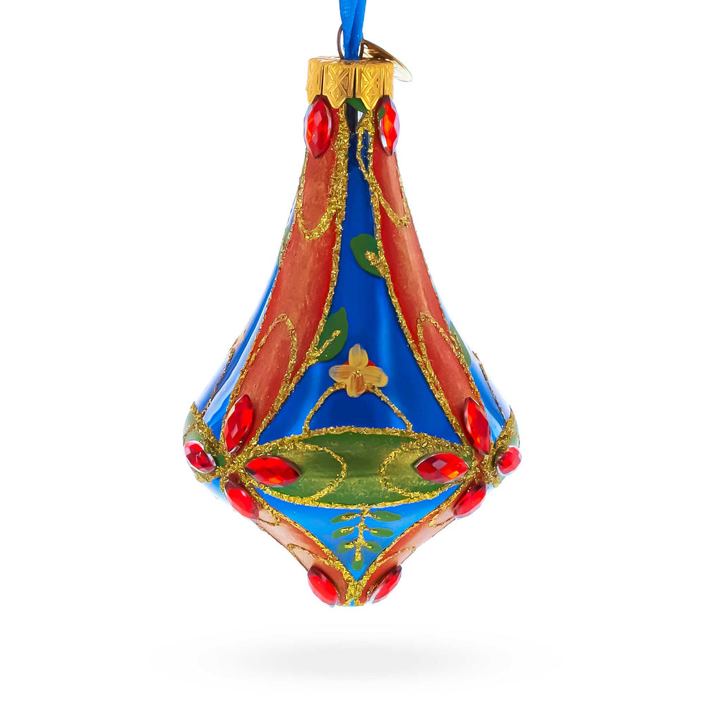 Kaleidoscope Bell Shape Finial Glass Christmas Ornament