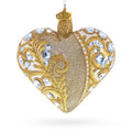 Gold Jeweled Baroque Heart Glass Christmas Ornament