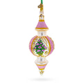 Pink Embossed  Blossom Double-Ended Finial Drop Glass Christmas Ornament