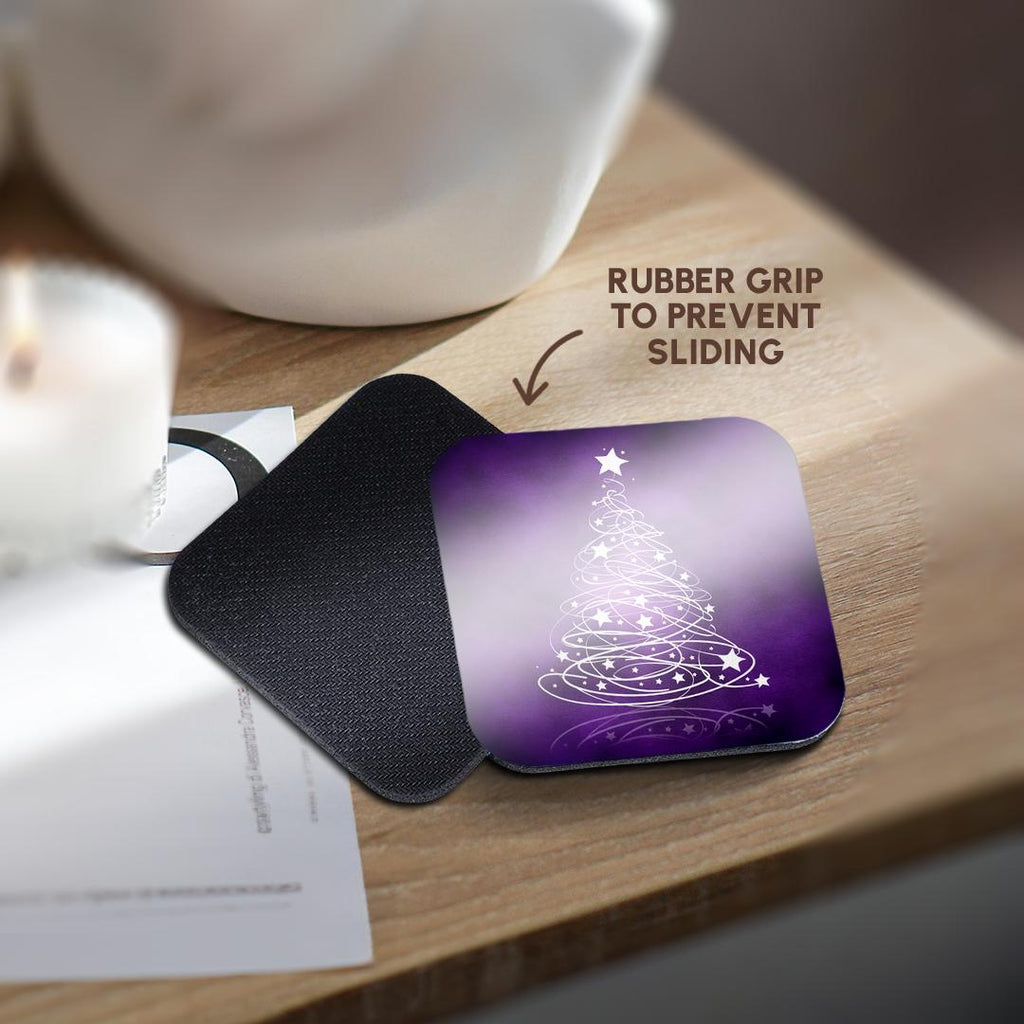 3dRose Rewards4life Gifts - Sparkling Christmas Tree on purple - Coasters (cst_128256)