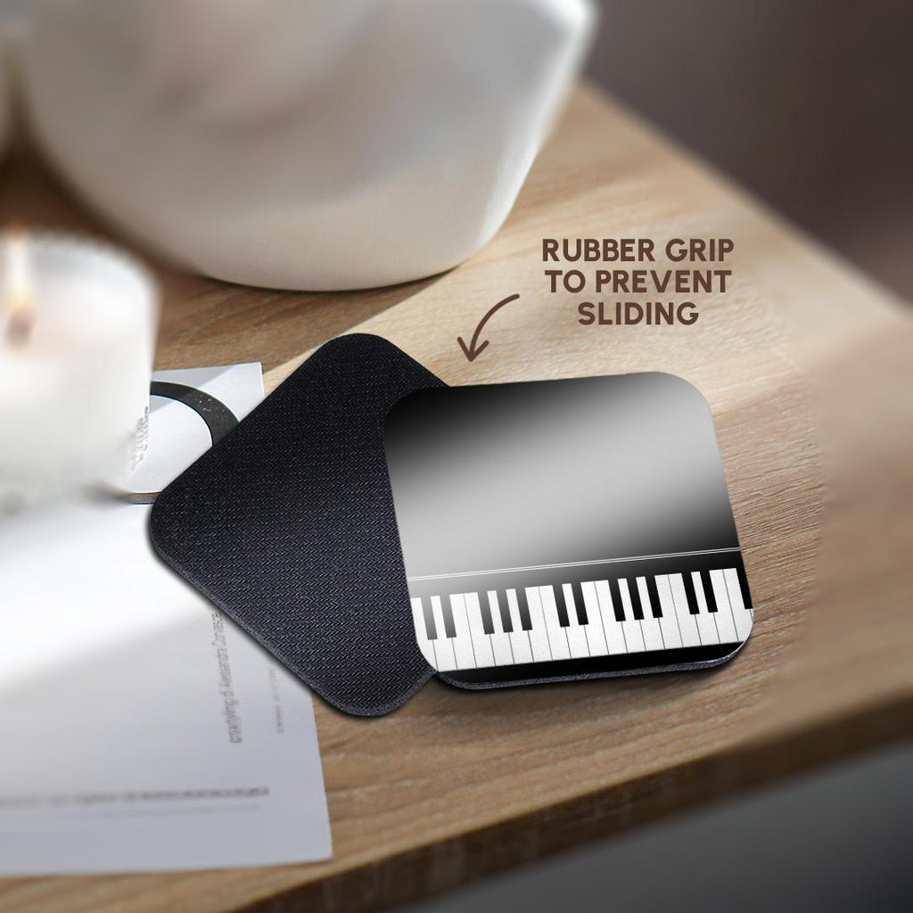 3dRose InspirationzStore Music Art Designs - Black piano edge - baby grand keyboard music design for pianist musical player and musician gifts - Coasters (cst_112947)