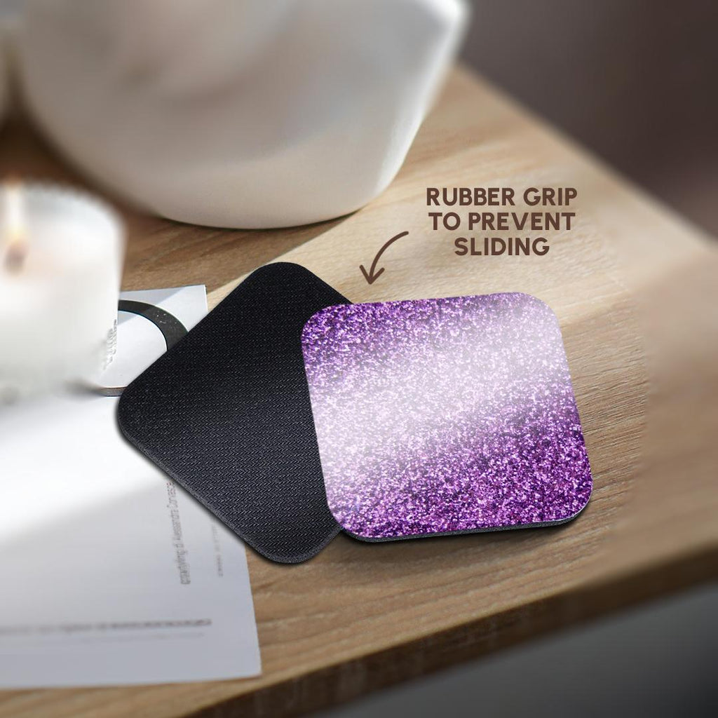 3dRose InspirationzStore Sparkles - Purple Faux Glitter - photo of glittery texture - fashionable girly trendy glam sparkly bling effect - Coasters (cst_112889)