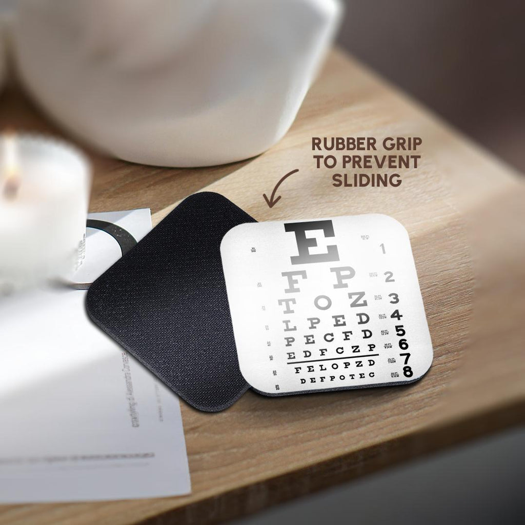 3dRose PS Vintage - Eye Chart Alphabet in Black - Coasters (CST_110446)
