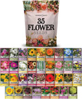 Flower Seeds Packets - 35 Varieties for Planting - Perennial & Annual - Wildflowers, Herbs, Vegetables - Seed Mix Collection