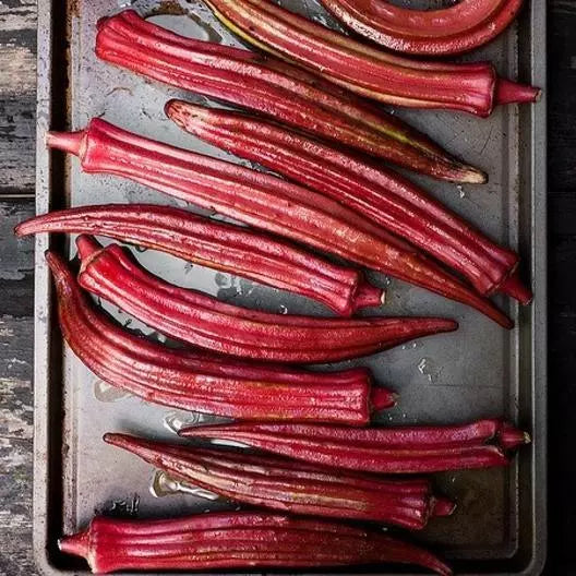Red Burgundy Okra Seeds - 100 Non-GMO Heirloom Seeds - Abelmoschus esculentus - USA Seller