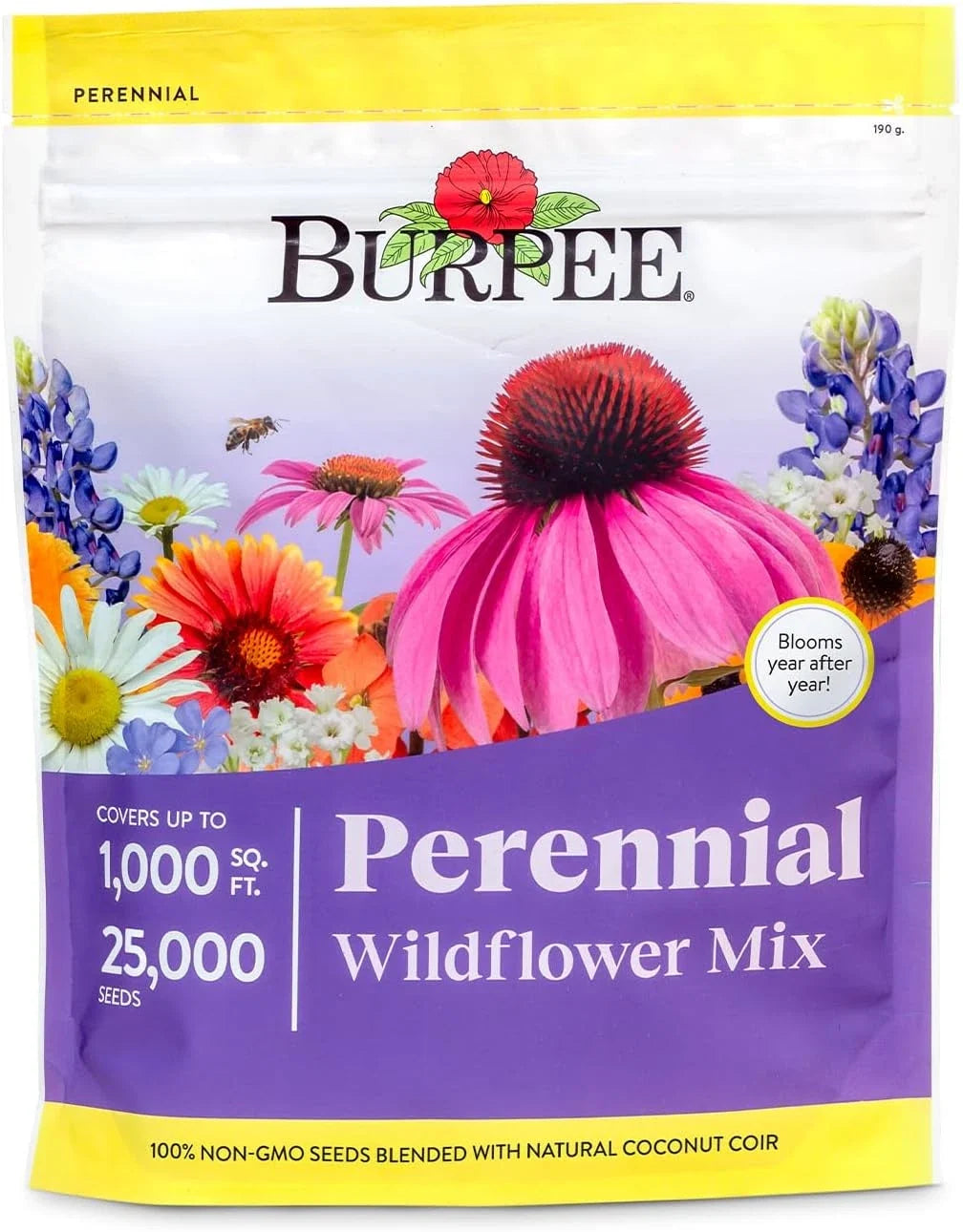 Wildflower Seeds Bulk 25,000 Count | 18 Varieties Non-GMO Pollinator Flower Seeds