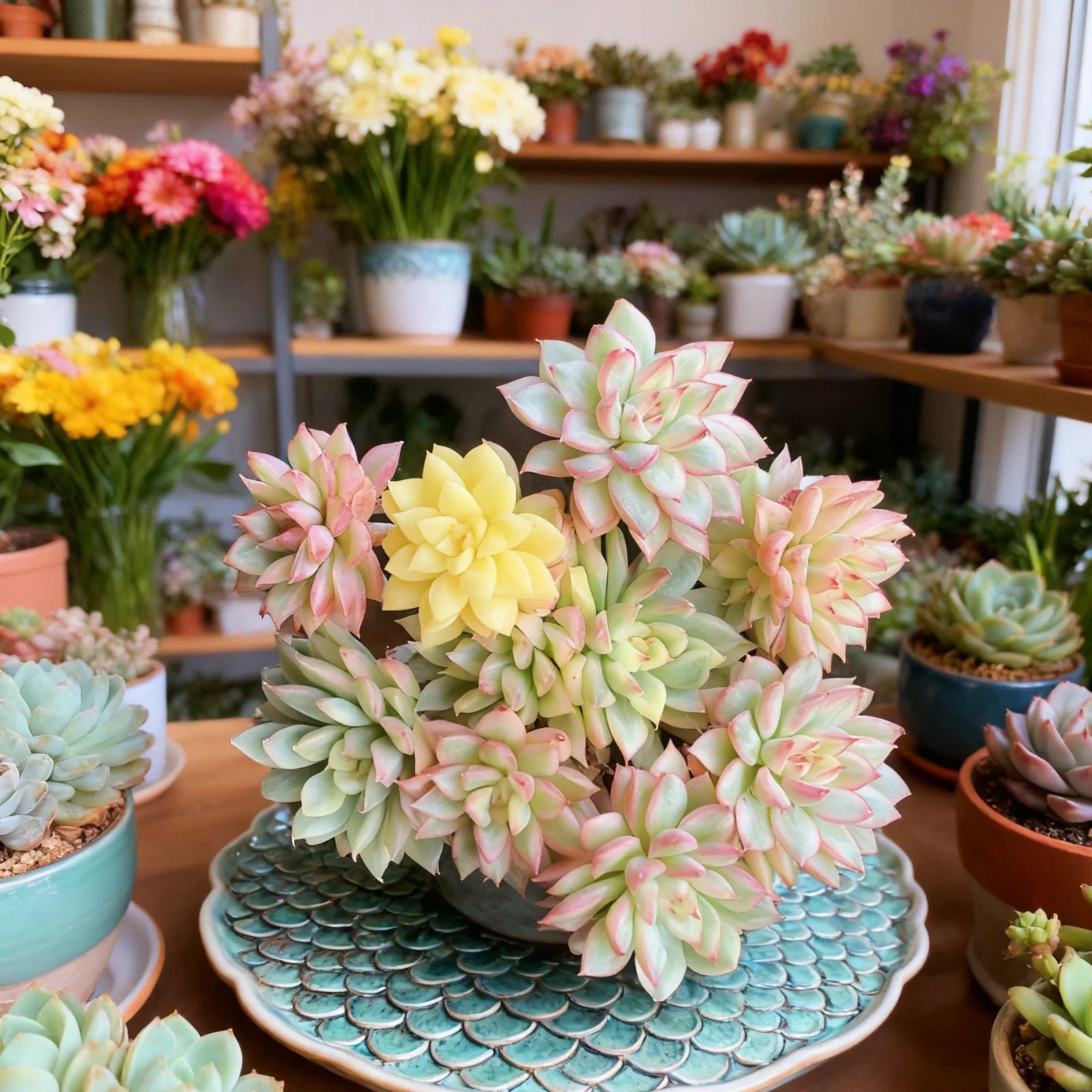 Echeveria Mebina Variegata Succulent Plant - Rare Variegated Hybrid, Easy Care, Bare Root, Echeveria spp.