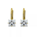 2.00CTTW 925 Sterling Silver Princess Cut CZ Gold Leverback Earrings For Women