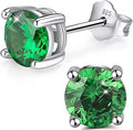 RMZ GOLD NYC 925 Sterling Silver Round Emerald Cubic Zirconia Stud Earrings Women's