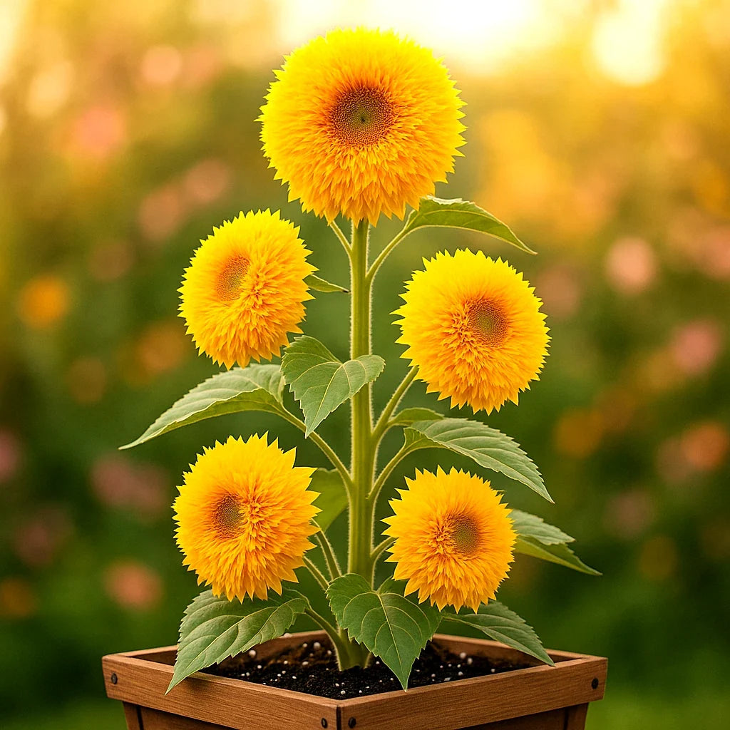 Tall Teddy Sunflower Seeds - 50+ Pack - Giant 6-ft Blooms - Helianthus annuus - Fluffy 10" Flowers