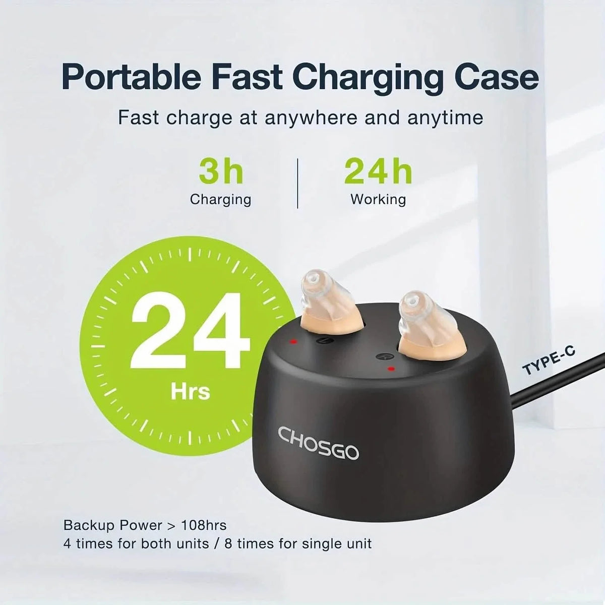 Rechargeable Hearing Aids – Invisible In-Ear, Noise Reduction, Volume Control