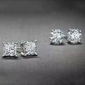 RMZ GOLD NYC 925 Silver 2ct Cubic Zirconia Stud Earrings, 6mm Silver Stud Earrings SET