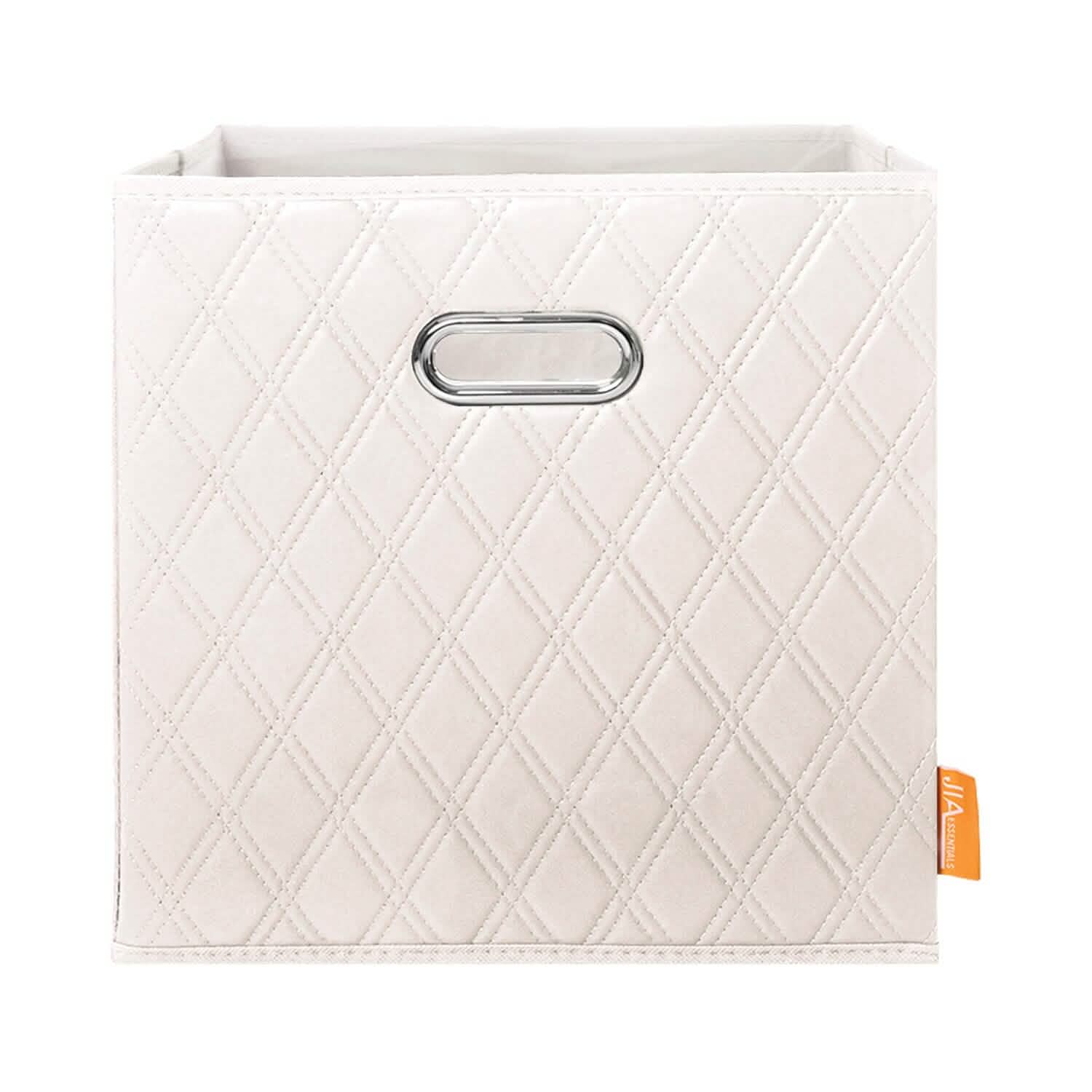 Set of 2: 11-13" Foldable Diamond Patterned Faux Leather Storage Cube Bins