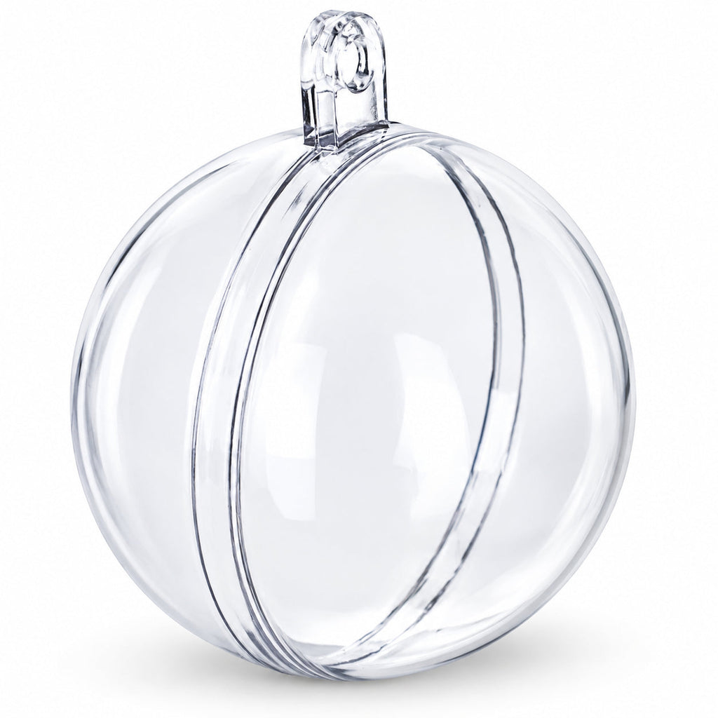 Set of 6 Mini Clear Plastic Ball Ornaments 1.92 Inches (49 mm)