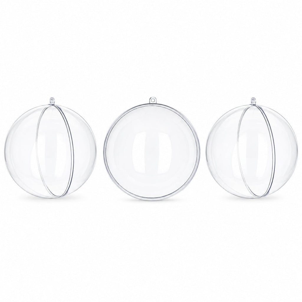 Set of 3 Clear Plastic Ball Ornaments 2.7 Inches (69 mm)