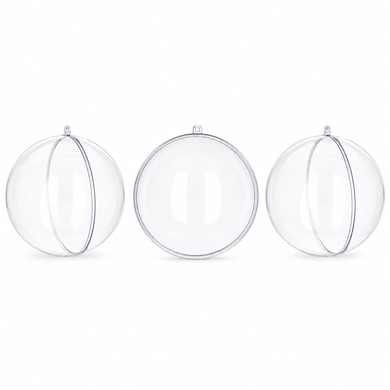 Set of 3 Clear Plastic Ball Ornaments 2.7 Inches (69 mm)