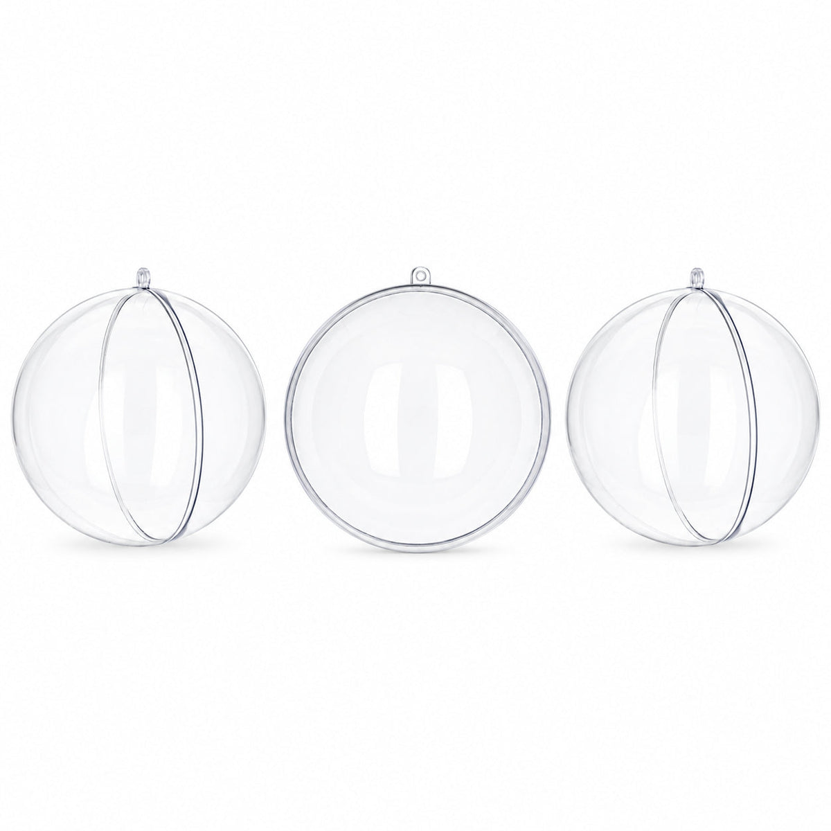 Set of 3 Clear Plastic Ball Ornaments 4.7 Inches