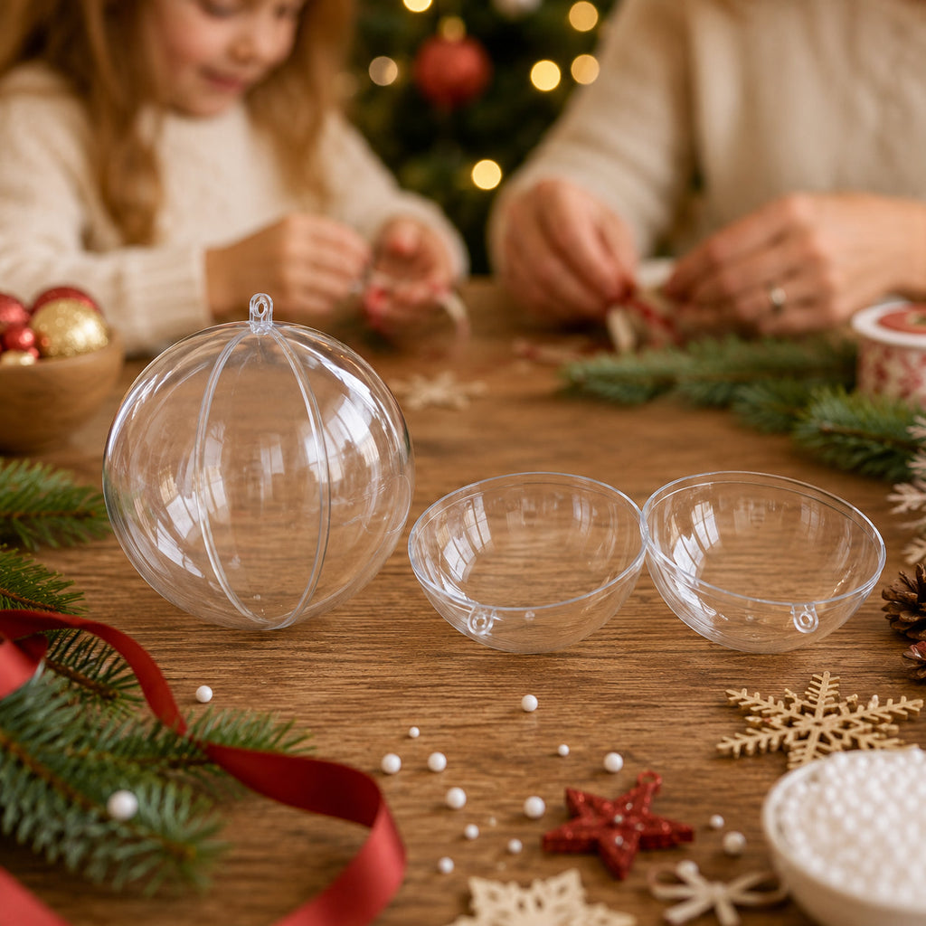 Set of 3 Clear Plastic Ball Ornaments 2.7 Inches (69 mm)