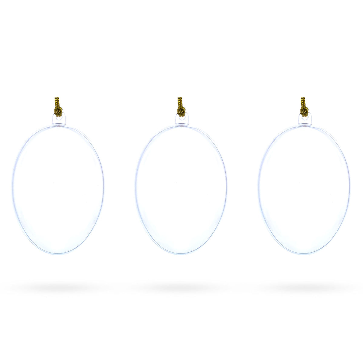Set of 3 Clear Plastic Egg Ornaments 3.4 Inches (86 mm)