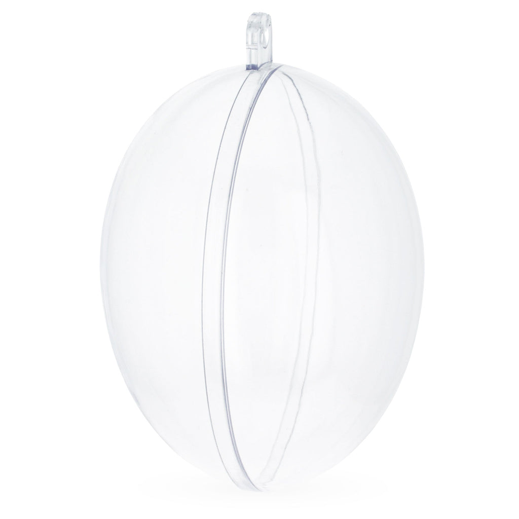Set of 6 Clear Plastic Egg Ornaments 2.7 Inches