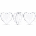 Set of 3 Clear Plastic Heart Ornaments 3.85 Inches (98 mm)