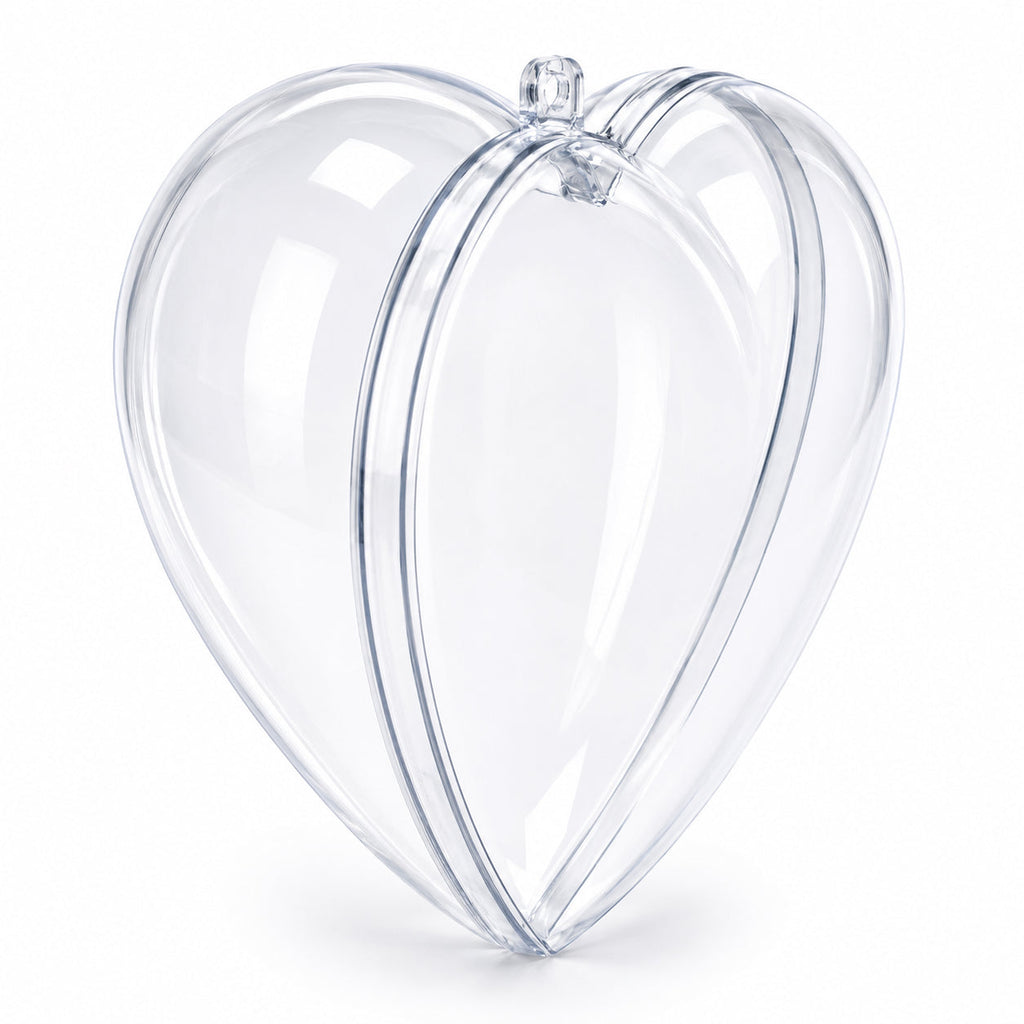 Set of 3 Clear Plastic Heart Ornaments 3.85 Inches (98 mm)
