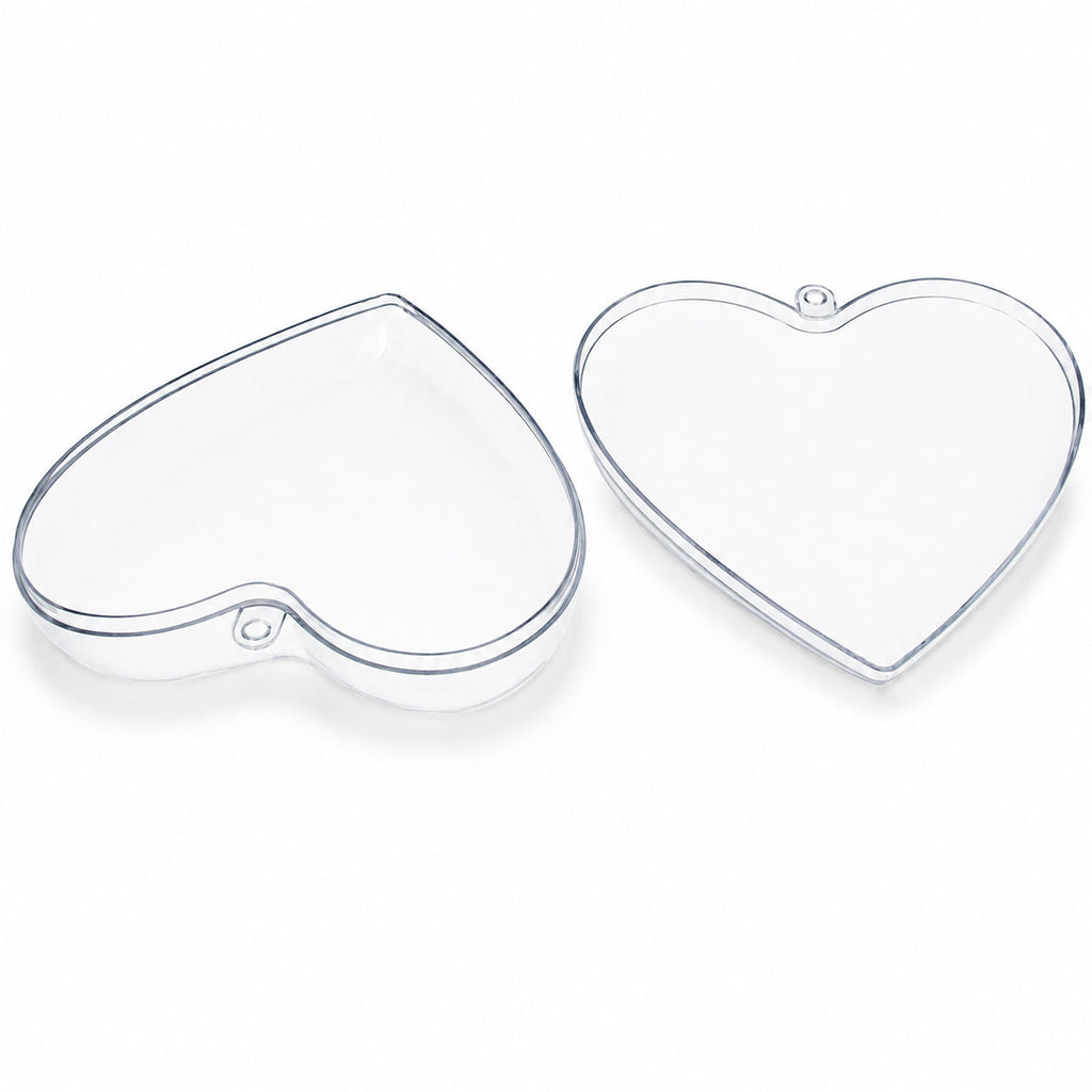 Set of 3 Clear Plastic Hearts Ornaments 2.45 Inches (62 mm)