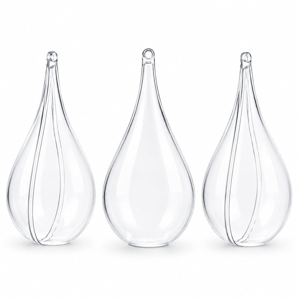 Set of 3 Clear Plastic Waterdrop Ornaments 4.3 Inches (109 mm)