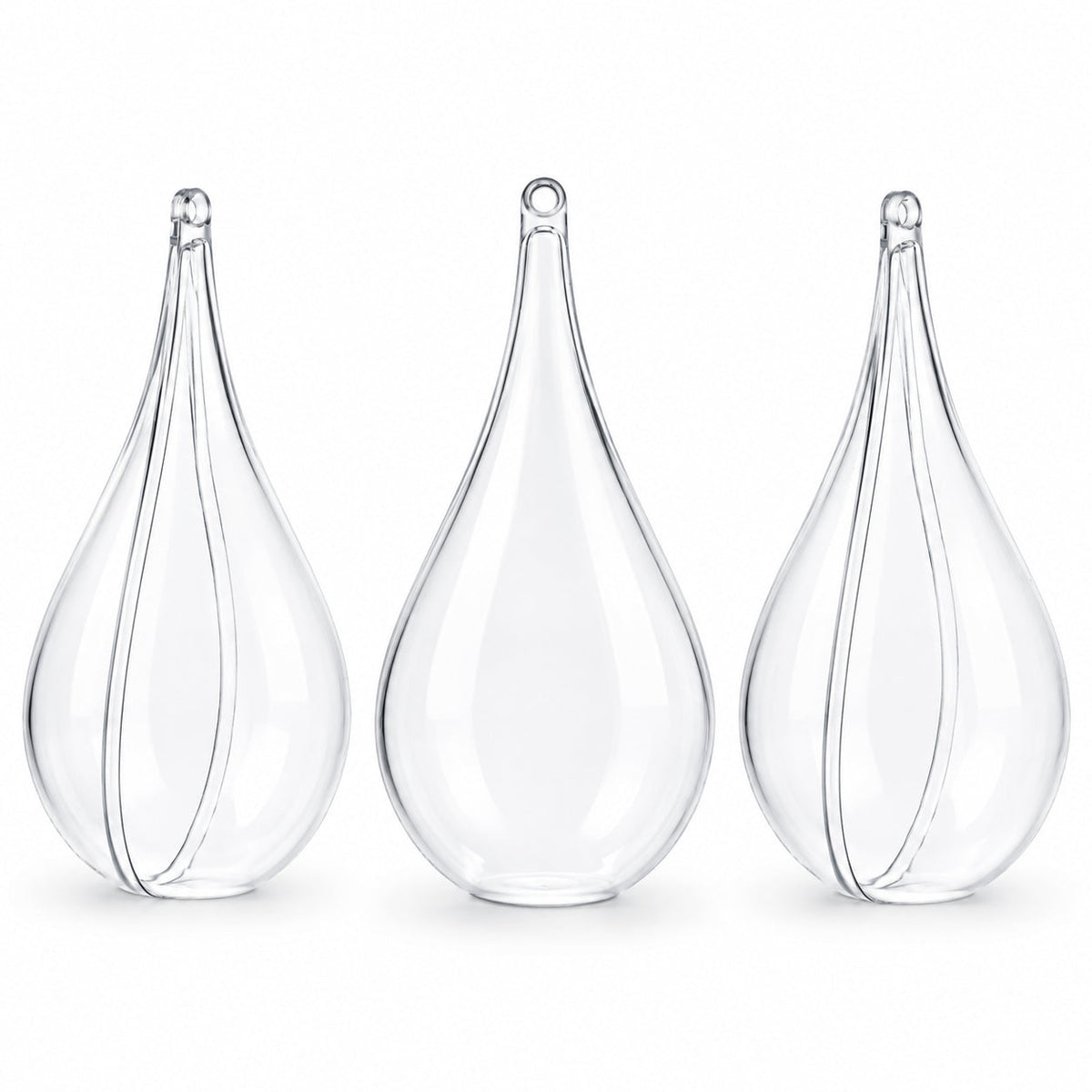 Set of 3 Clear Plastic Waterdrop Ornaments 4.3 Inches (109 mm)