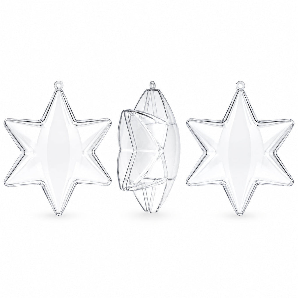 Set of 3 Clear Plastic Hexagon Ornaments 4 Inches