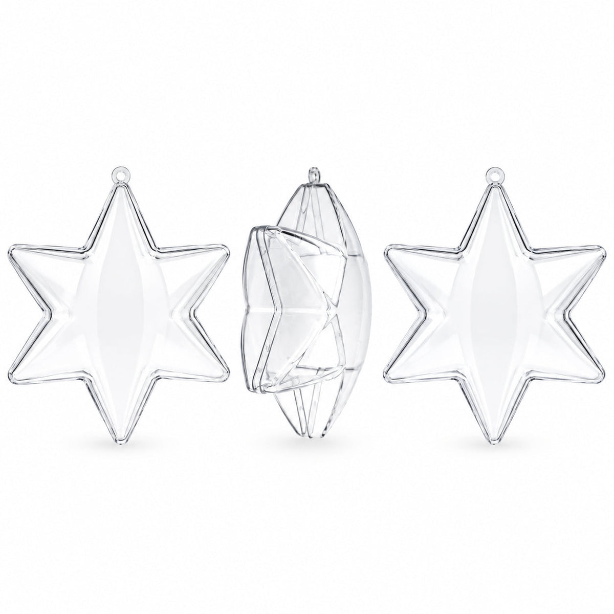 Set of 3 Clear Plastic Hexagon Ornaments 4 Inches