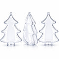 Set of 3 Clear Plastic Christmas Tree Shape Ornaments 4.35 Inches