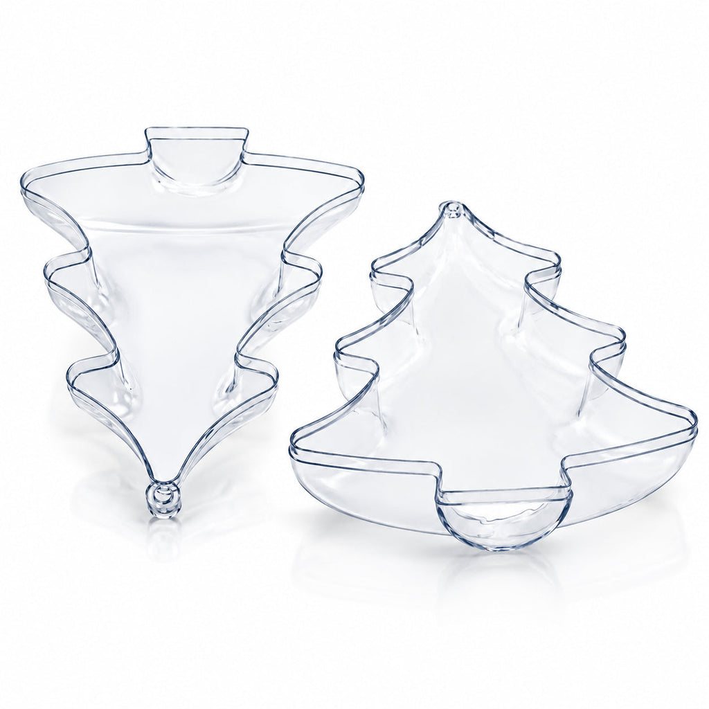 Set of 3 Clear Plastic Christmas Tree Shape Ornaments 4.35 Inches