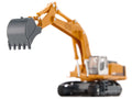 Heavy Haulage Flatbed Transporter Blue and Liebherr 974 Litronic Excavator Yellow 1/87 (HO) Diecast Models by Siku