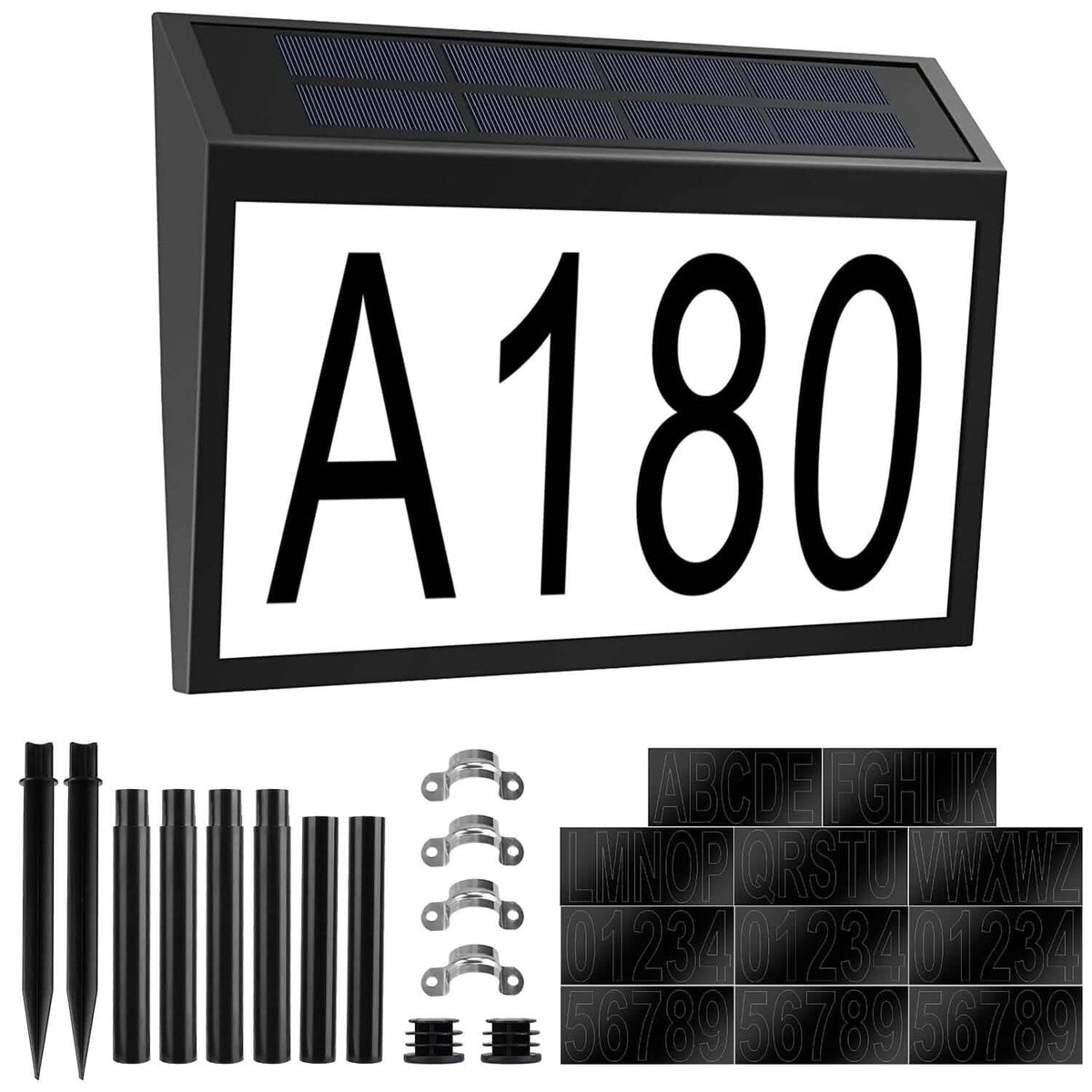 Solar Powered House Numbers LED Address Plaque Sign
