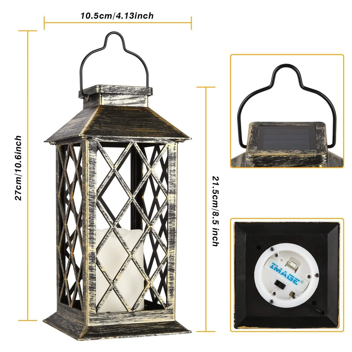 Solar Powered Led Outdoor Lantern Waterproof Candle Hanging Light
