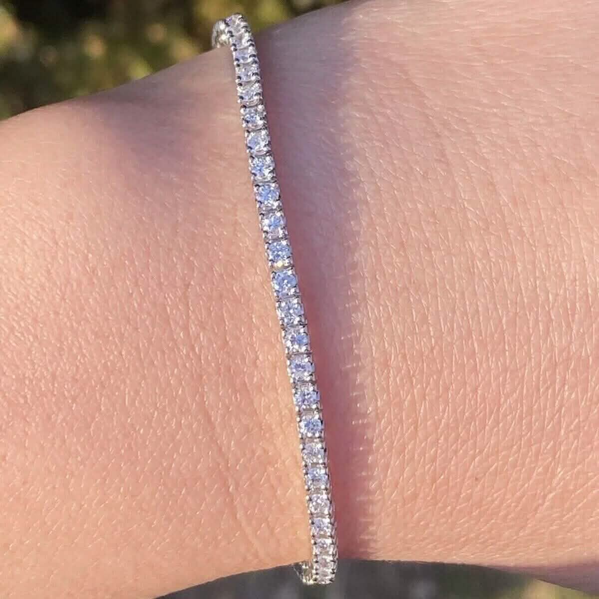 Solid 14K White Gold 2.13 CTW 100% Natural Diamond Tennis Bracelet
