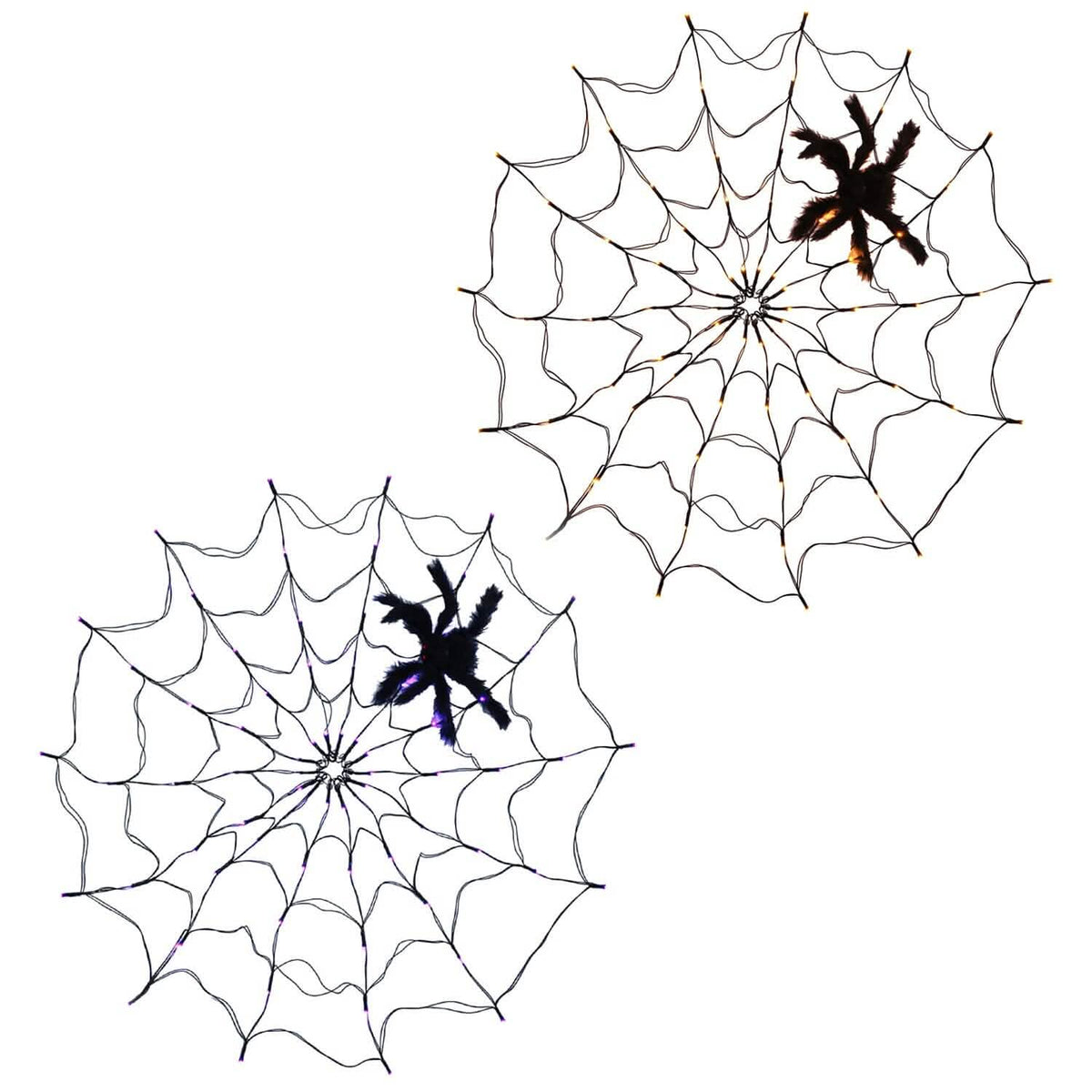 Spider Web Light with Hairy Spider 70LED Battery Powered Remote Control 8 Lighting Modes