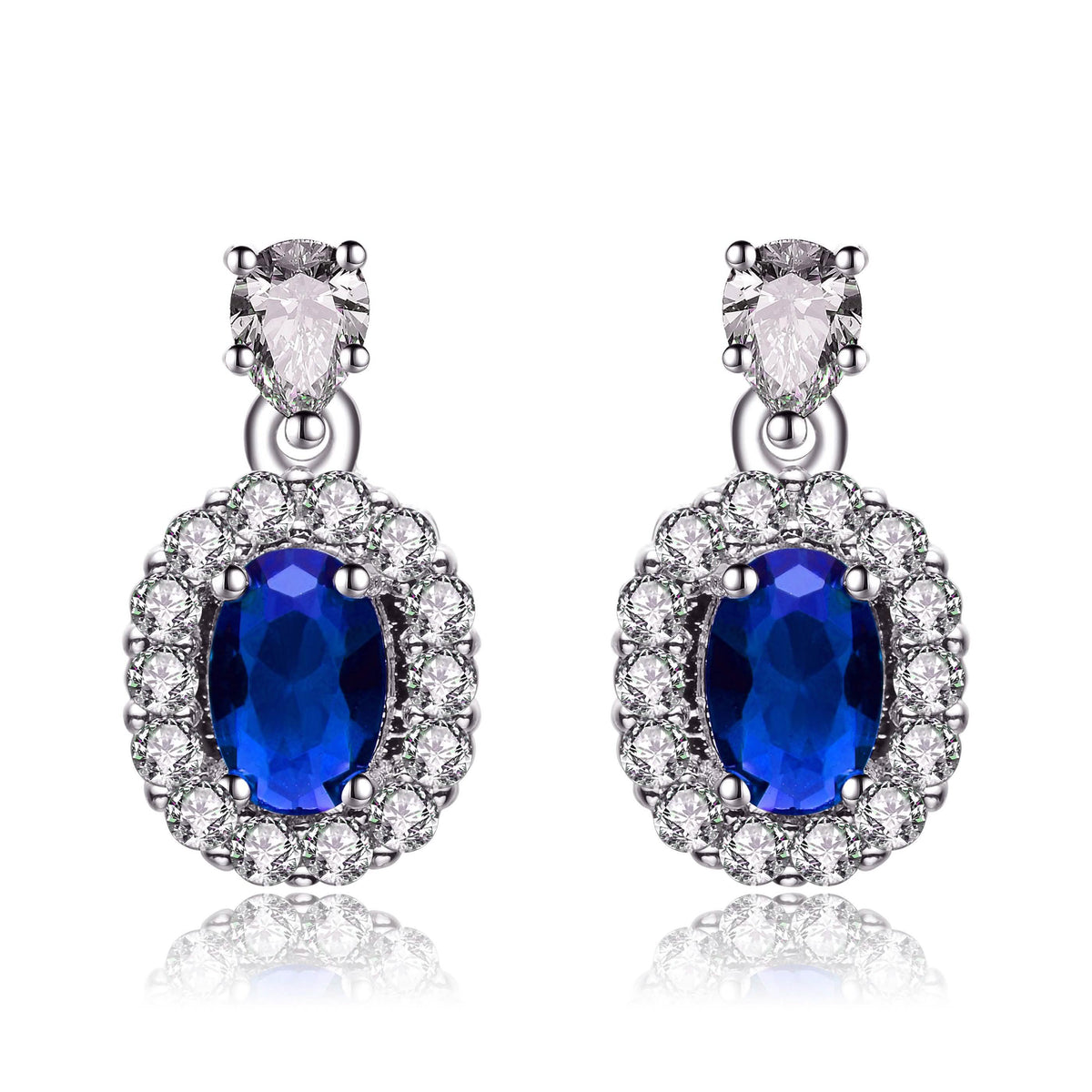 Sterling Silver Simulated Sapphire Earrings