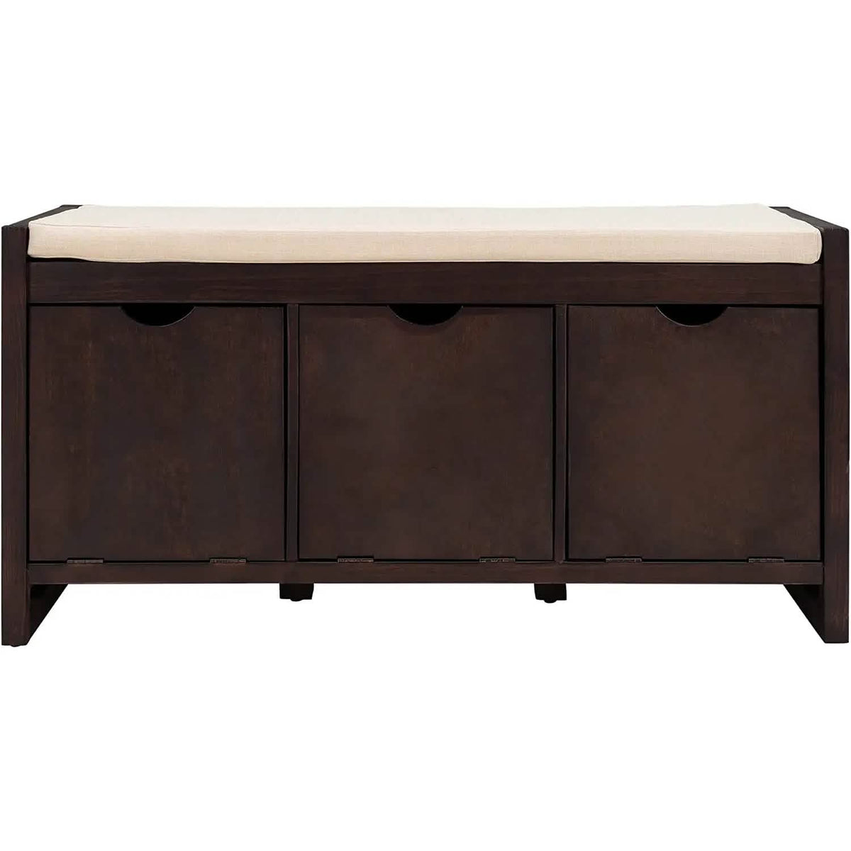 Storage Bench with Removable Cushion and 3 Flip Lock Storage Cubbies