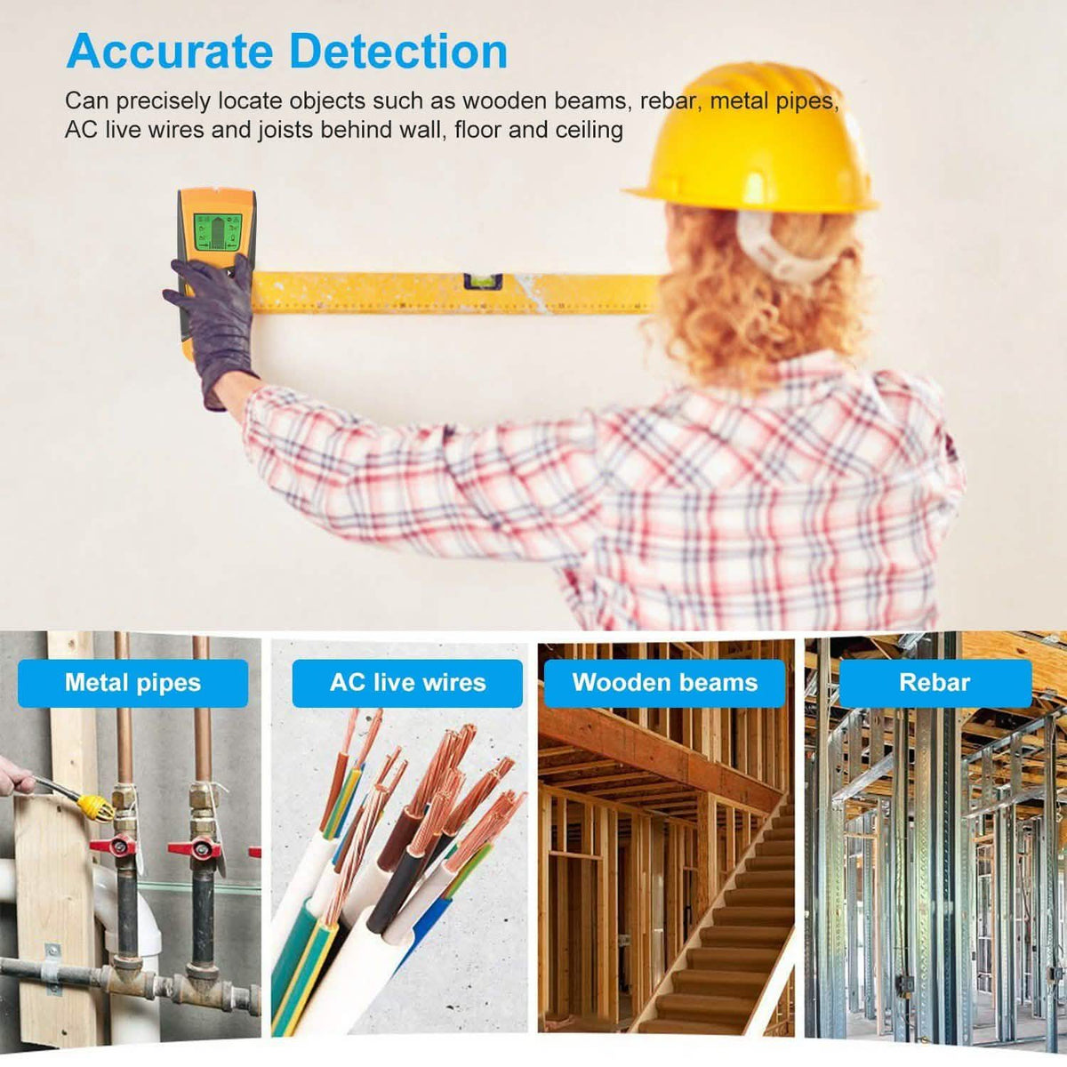Stud Center Finder Wall Scanner AC Live Wire Detector with LCD Display