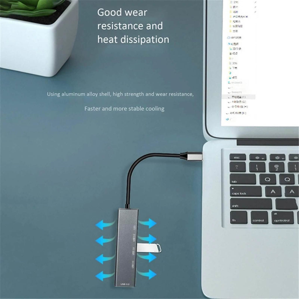 T304 4-in-1 Hub Type C to USB3.0*4 Intelligent USB Hub Multi-Port Adapter