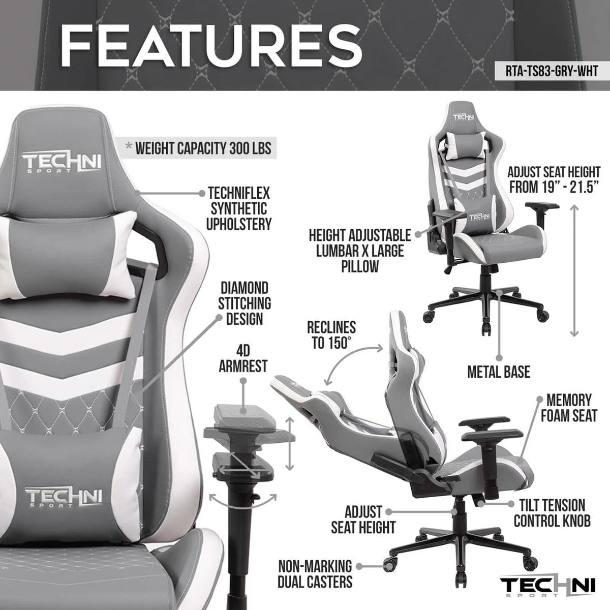 Techni Sport Ergonomic High Back Gaming Chair